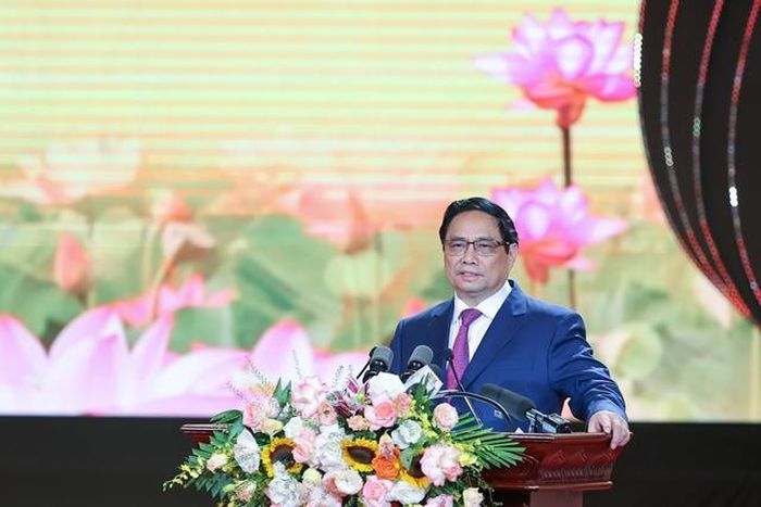 Thủ tướng Phạm Minh Chính, Chủ tịch Hội đồng Thi đua – Khen thưởng Trung ương phát biểu tại Hội nghị - Ảnh: VGP/Nhật Bắc.