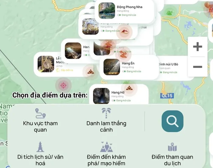 Giao diện bản đồ số du lịch Quảng Bình. Ảnh: Lê Phi Long/Báo Lao Động
