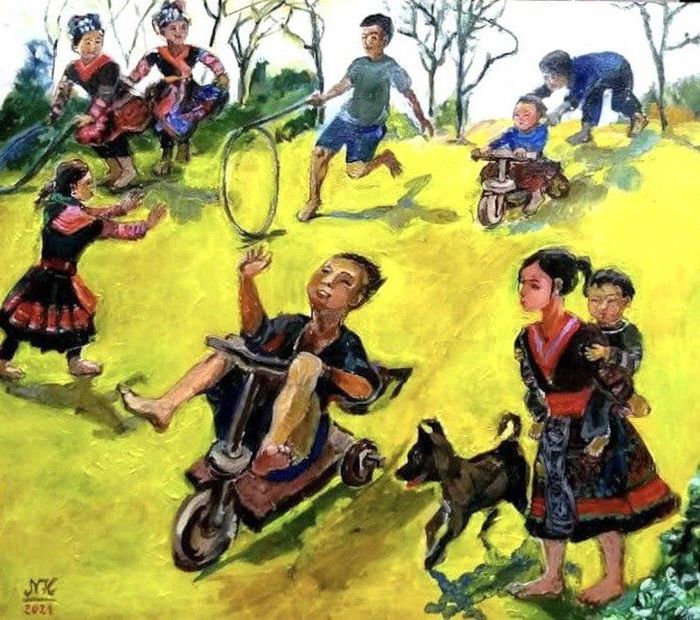  Sân chơi (acrylic) - Lê Ngọc Huyền. 