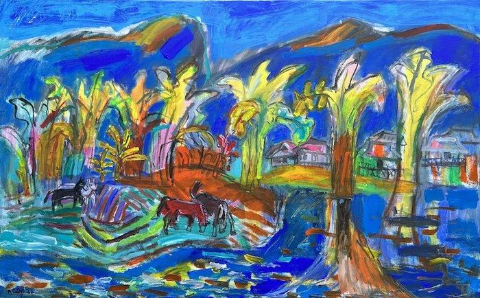 Nắng Quây Sơn (acrylic) - Nguyễn Nghĩa Cương. 