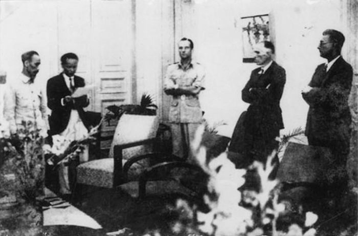 Hình ảnh tại lễ ký Hiệp định sơ bộ 6/3/1946. (Ảnh tư liệu)