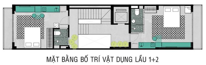 Mặt bằng tầng 1 và 2.