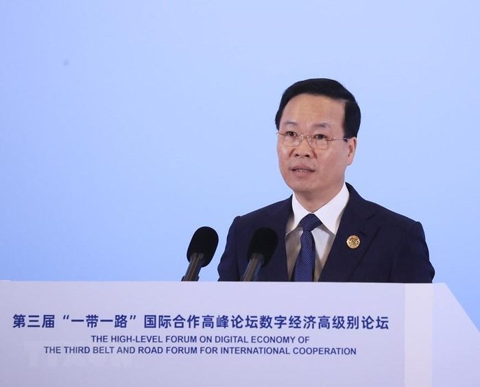 Chủ tịch nước Võ Văn Thưởng phát biểu tại phiên họp cấp cao với chủ đề “Kinh tế số - Động lực mới của tăng trưởng".