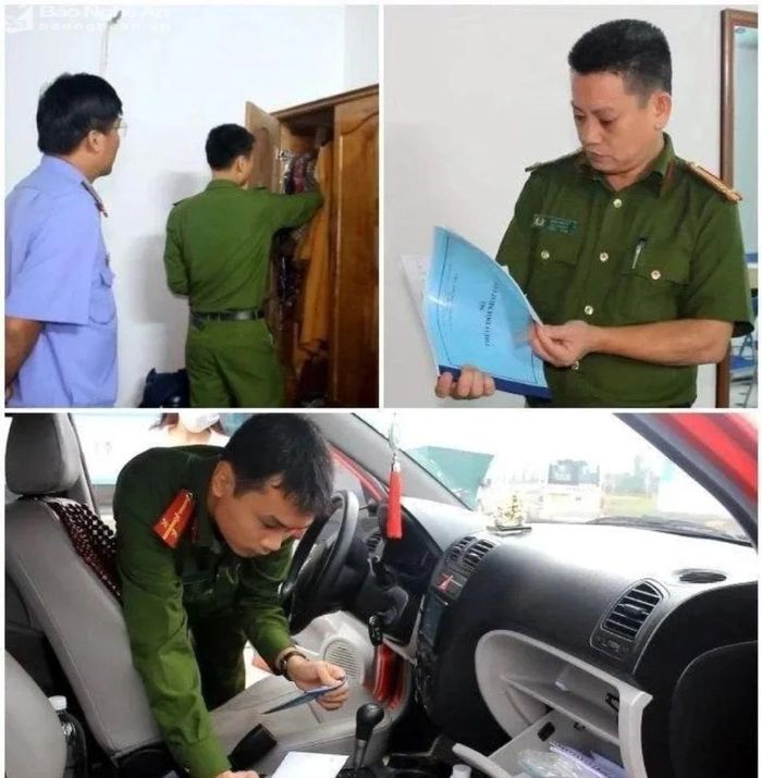  Cơ quan chức năng tiến hành khám xét chỗ ở và phương tiện Trần Văn Giang, nguyên cán bộ địa chính phường Hưng Dũng, TP Vinh. Ảnh tư liệu: Hồng Ngọc 
