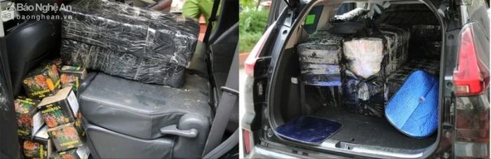  Pháo nổ được các đối tượng chất đầy xe ô tô 7 chỗ. Ảnh tư liệu: PV 