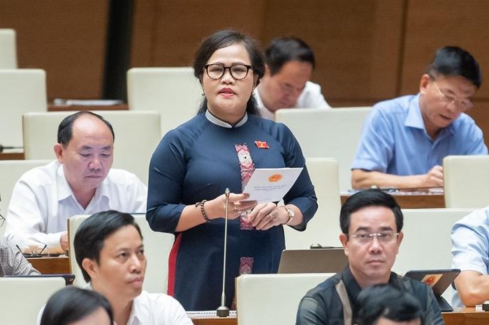 Đại biểu Nguyễn Thị Sửu phát biểu tại buổi thảo luận