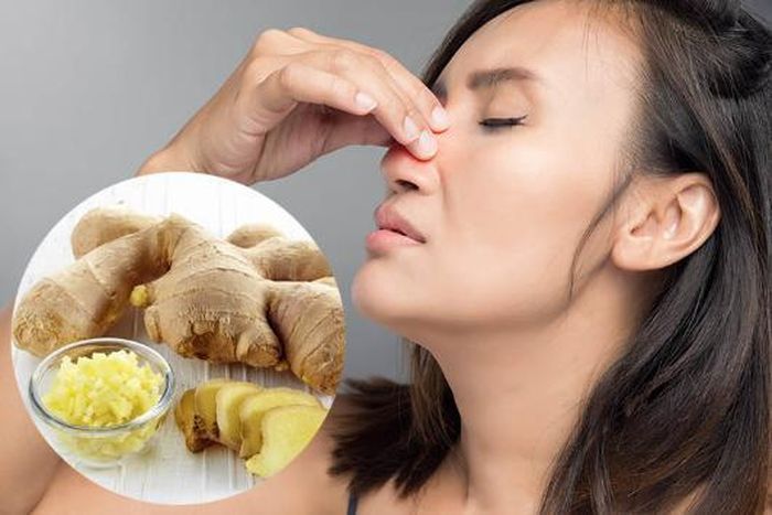 Gừng vị cay, tính ấm giúp làm giảm ngạt mũi do viêm xoang.