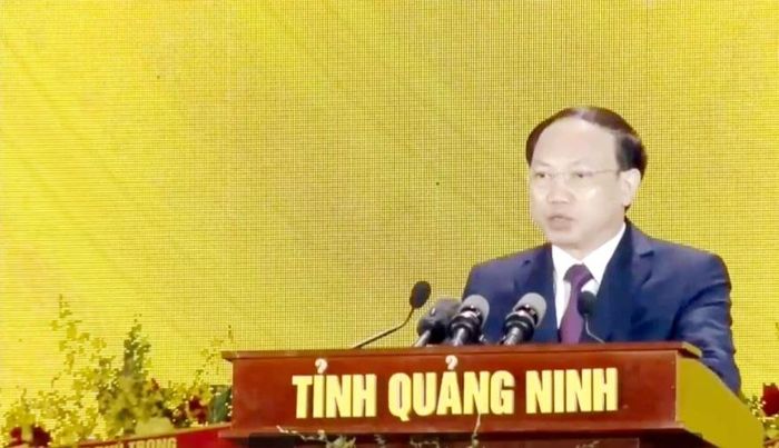 Ông Nguyễn Xuân Ký - Bí thư tỉnh Quảng Ninh phát biểu tại Lễ kỉ niệm. 