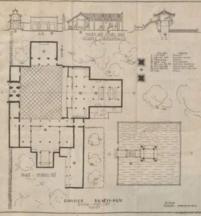 Chùa Một Cột, bản vẽ để phục dựng sau vụ chùa bị phá năm 1954
