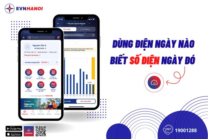  Dùng điện ngày nào biết số điện ngày đó cùng App EVNHANOI