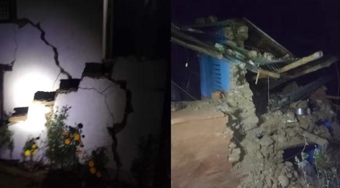 Một số ngôi nhà bị hư hại bởi trận động đất. Ảnh: India Today