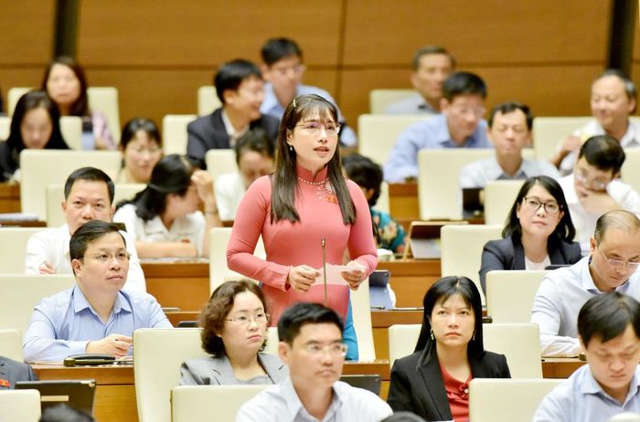Đại biểu Quốc hội Châu Quỳnh Dao (Kiên Giang) chất vấn tại hội trường