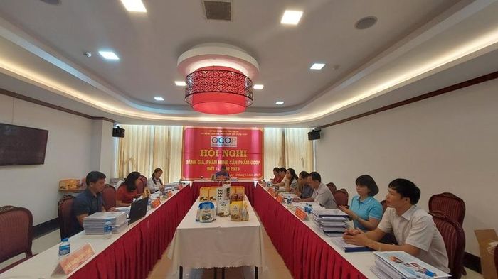  Các thành viên Hội đồng đánh giá, phân hạng sản phẩm OCOP cấp tỉnh năm 2023. Ảnh: Nguyễn Diệp