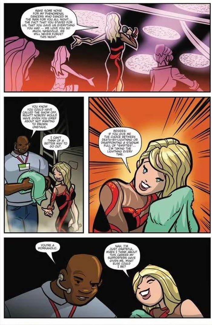 Một trang của cuốn truyện tranh Taylor Swift mới -"Female Force: Taylor Swift" - của TidalWave Comics. Ảnh: TidalWave Productions/Handout qua REUTERS