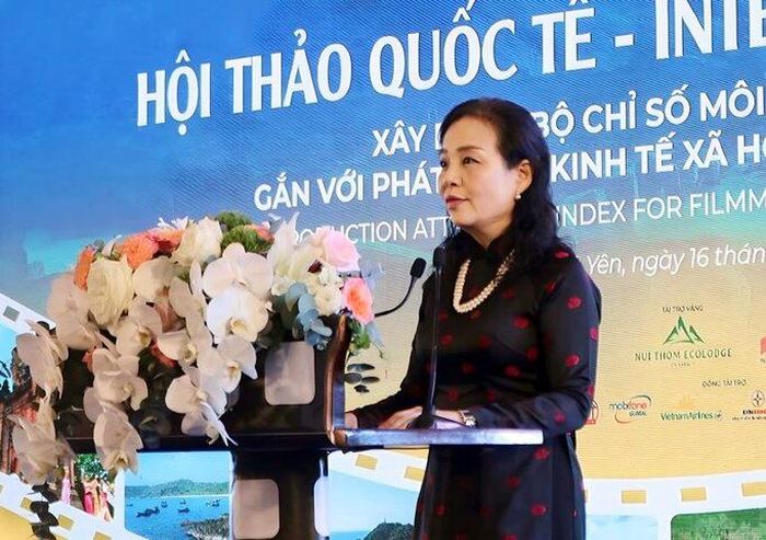 TS. Ngô Phương Lan - Chủ tịch Hiệp hội Xúc tiến phát triển điện ảnh Việt Nam phát biểu tại Hội thảo.