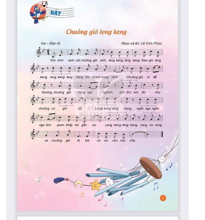 Trang sách có ca khúc “Chuông gió leng keng”