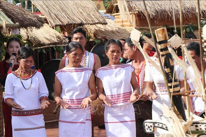 Tái hiện Lễ mở kho lúa của người Rơ Măm (làng Le, huyện Sa Thầy, tỉnh Kon Tum) tại Ngày hội văn hóa, thể thao và du lịch các dân tộc vùng Tây Nguyên lần thứ I tại tỉnh Kon Tum, năm 2023. Ảnh: Khoa Chương/TTXVN