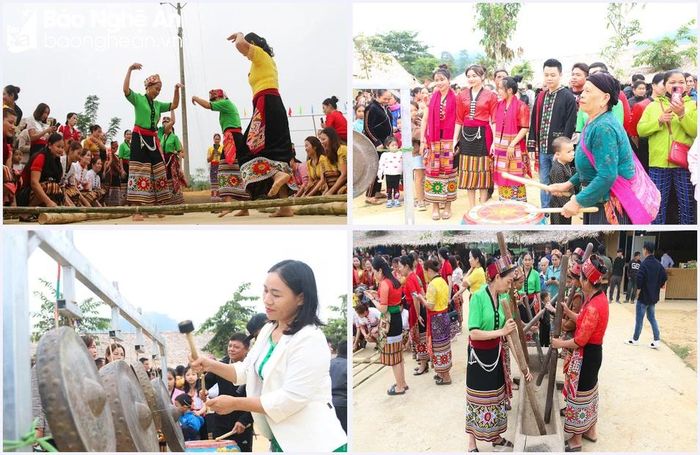  Tiếng cồng chiêng, khắc luống... hòa cùng tiếng nói, cười tạo nên một không khí vui nhộn tại phiên chợ. Ảnh: Đình Tuân 