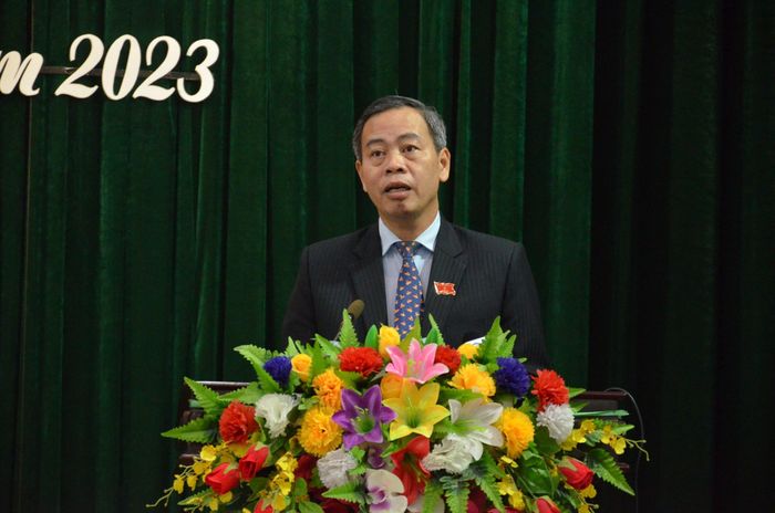 Phó Bí thư Thường trực Tỉnh ủy, Chủ tịch HĐND tỉnh Nguyễn Đăng Quang phát biểu khai mạc kỳ họp - Ảnh: Lê Minh