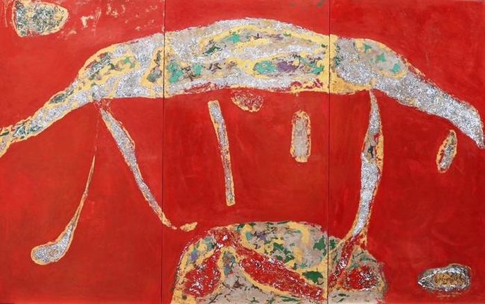 Tác phẩm “Lặng 8” (sơn mài, 150 x 241cm, 2023)