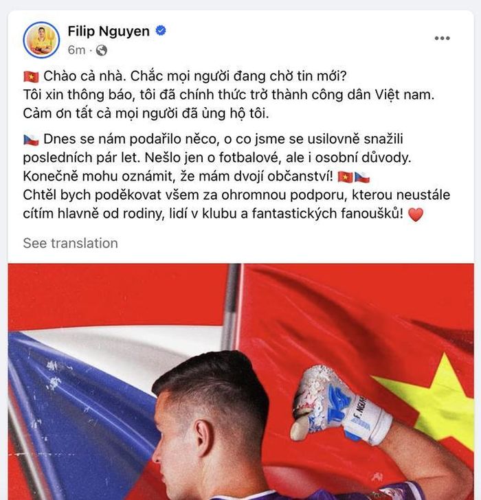 Filip Nguyễn khoe tin vui trên trang cá nhân