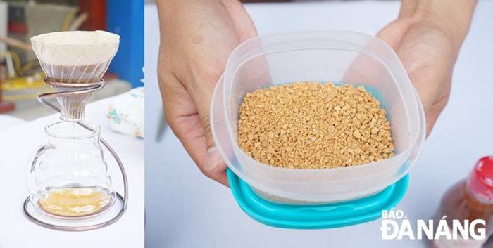 Nước mắm Nam Ô được cô đặc thành dạng bột để tạo nên hương vị đậm đà cho cà phê mắm. Ảnh: X.S