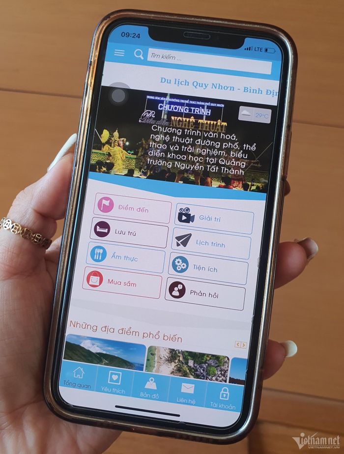 App “Du lịch Quy Nhơn - Bình Định” (Ảnh: Diễm Phúc).