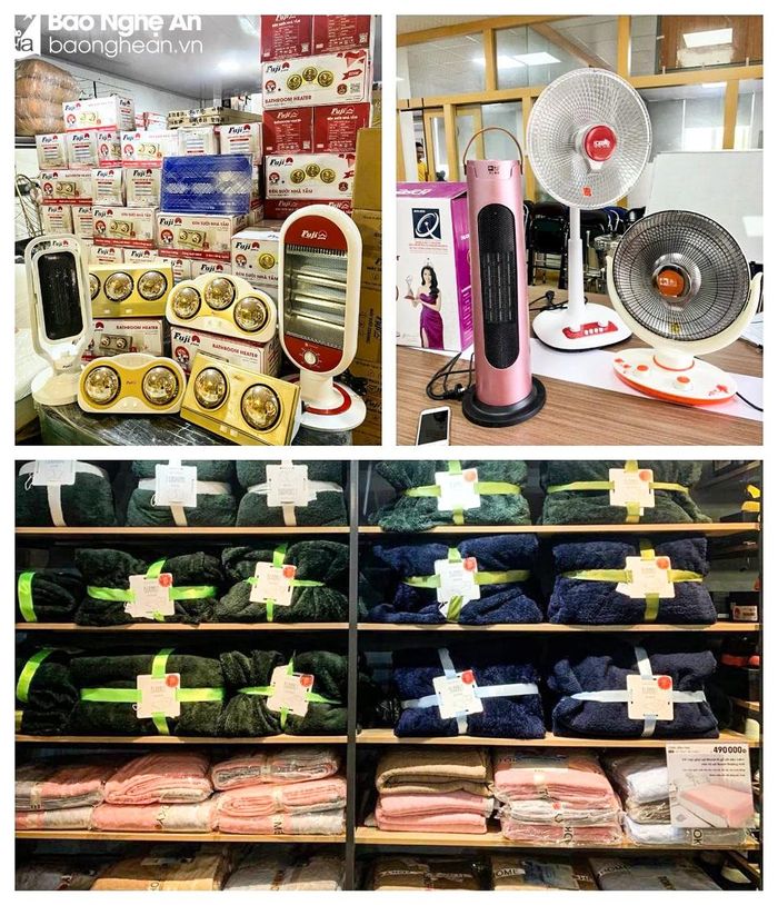  Các mặt hàng như: chăn lông cừu, chăn điện, quạt sưởi... cũng ế ẩm. Ảnh: T.P 