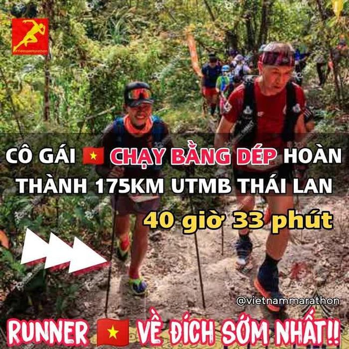 Lê Thị Hằng tiếp tục chạy dép và lập thành tích ấn tượng tại giải Thái Lan (ảnh: Vietnam Marathon)