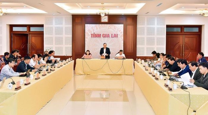 Quang cảnh hội nghị tại điểm cầu UBND tỉnh. Ảnh: Đ.T