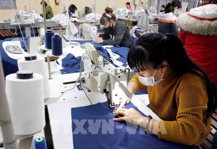 May hàng xuất khẩu tại Công ty cổ phần may xuất khẩu Gia Tộc, huyện Lý Nhân, tỉnh Hà Nam. Ảnh: Trần Việt – TTXVN