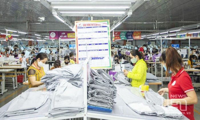 Dây chuyền may hàng xuất khẩu tại Công ty CP Đầu tư quốc tế THAGACO (Đại Từ). Ảnh: T.L