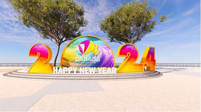 Bộ chữ 2024 rực rỡ sắc màu, được lắp đặt tại khuôn viên phía đuôi cầu Rồng trong thời gian tới đây.