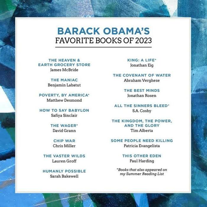Danh mục sách yêu thích của cựu tổng thống Mỹ Barack Obama trong năm 2023