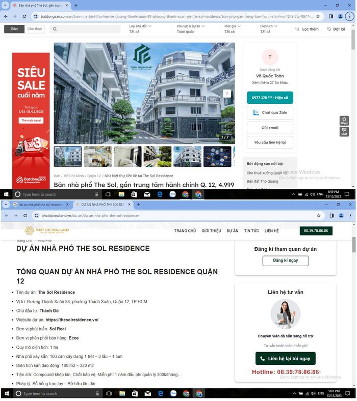 Khu đất trống gần 1ha đã triển khai xây dựng hơn 100 căn nhà phố và được môi giới quảng cáo, rao bán rầm rộ là dự án Thành Đô 1 – The Sol Residence, thu hút nhiều người dân quan tâm.