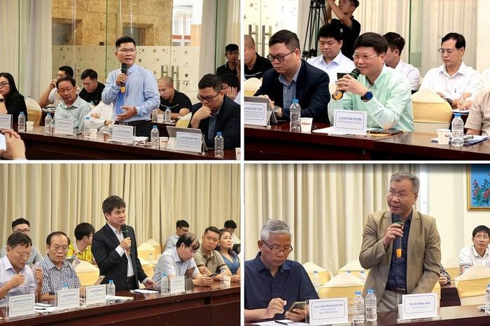 Các chuyên gia kinh tế, đại diện doanh nghiệp, nhà cung cấp giải pháp hóa đơn điện tử phát biểu tại tọa đàm. Ảnh: Thanh Thanh