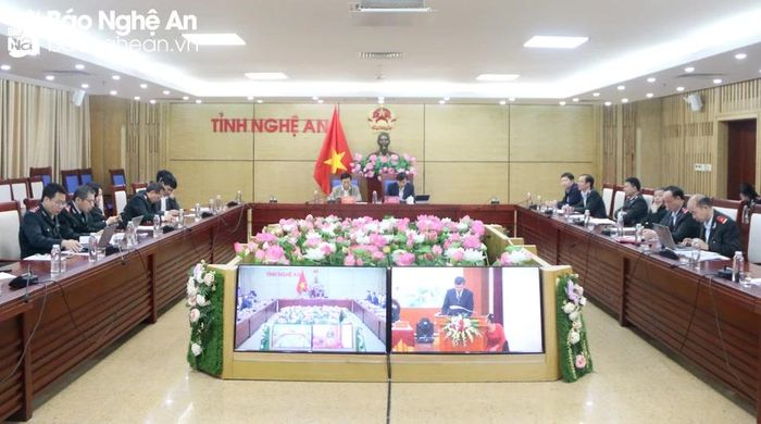 Hình ảnh điểm cầu Nghệ An. Ảnh: Tiến Đông