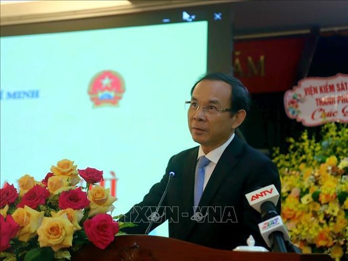 Ông Nguyễn Văn Nên, Bí thư Thành ủy Thành phố Hồ Chí Minh phát biểu.
