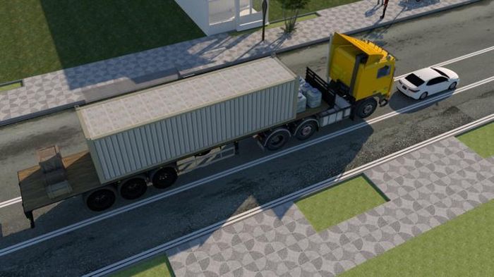 Không chạy sát quá trước mũi xe container. (Ảnh minh họa).