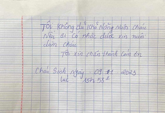 Lời nhắn gửi được để cùng cháu bé