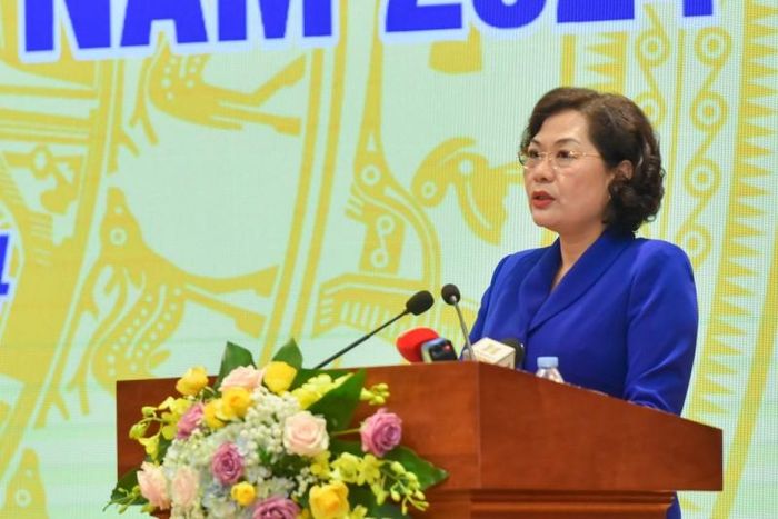 Thống đốc Ngân hàng Nhà nước Nguyễn Thị Hồng phát biểu khai mạc hội nghị
