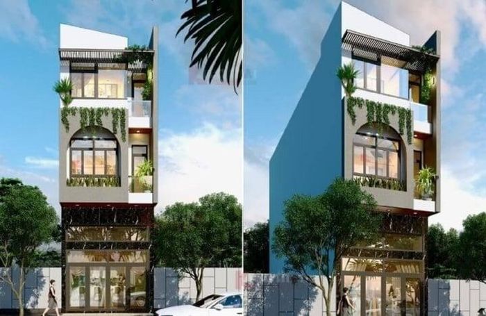 Nhà 3 tầng 60 m2 thiết kế theo phong cách hiện đại với gam màu trung tính. Sảnh chính dành riêng cho kinh doanh nhà hàng, cà phê. (Ảnh: Nhadepdanang)