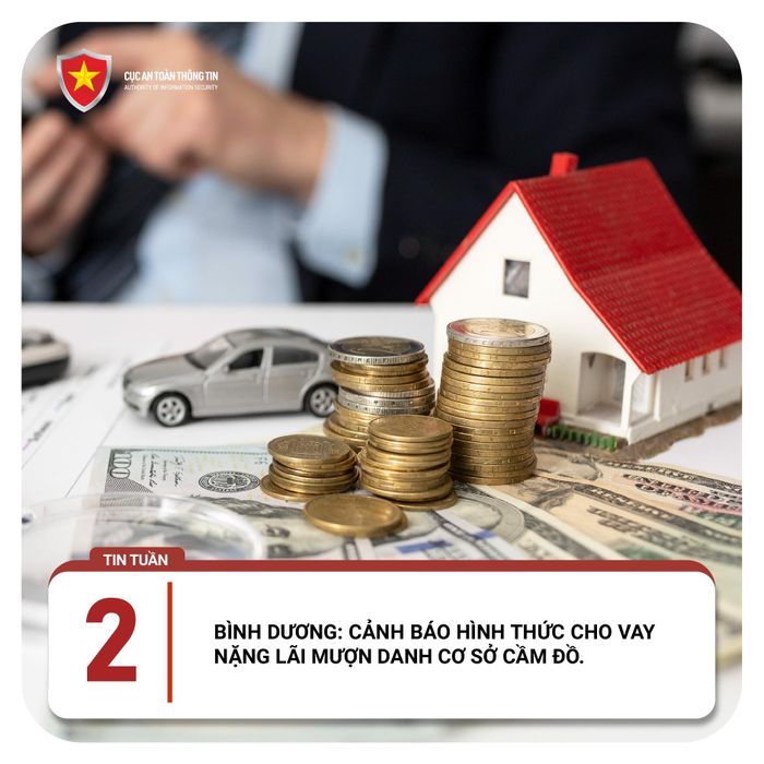  Nhóm đối tượng cho vay nặng lãi bằng cách tạo website, fanpage núp bóng cơ sở cầm đồ. Ảnh: Cục ATTT. 