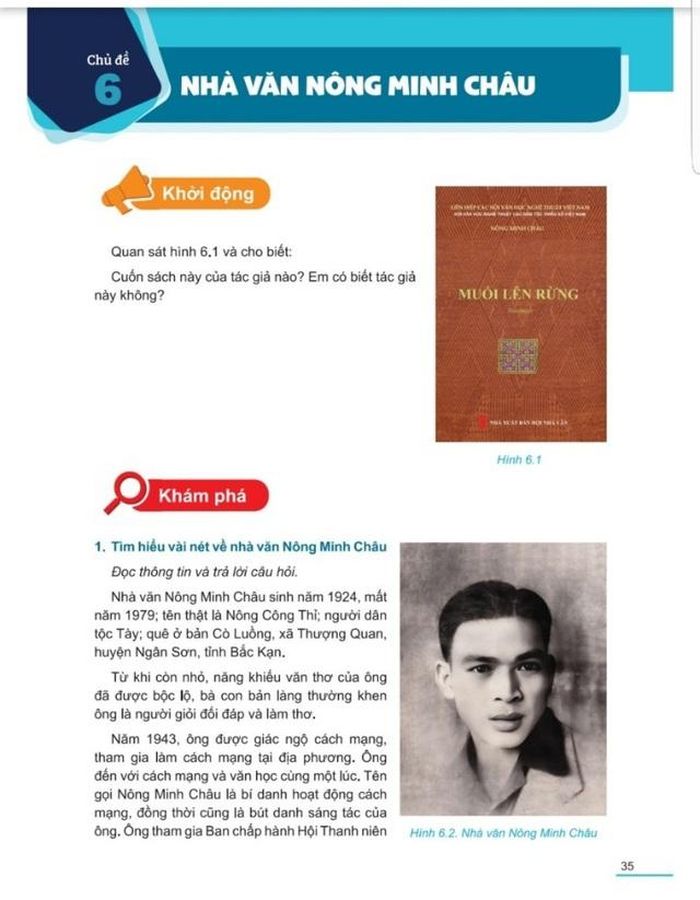 Bài về nhà văn Nông Minh Châu cho học sinh lớp 4 trong “Tài liệu giáo dục địa phương” tỉnh Bắc Kạn
