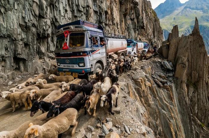 6. Được xây dựng trên rìa vách đá cao 3.528 mét so với mực nước biển, Zojila Pass ở Ấn Độ được mệnh danh là “con đường chết chóc” khi chỉ rộng chưa tới 10m, nơi hẹp nhất chỉ 3m và không có rào chắn an toàn...