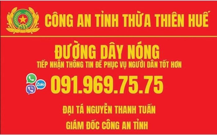 Công an tỉnh công khai đường dây nóng của Đại tá Nguyễn Thanh Tuấn, Giám đốc Công an tỉnh đến mọi người dân