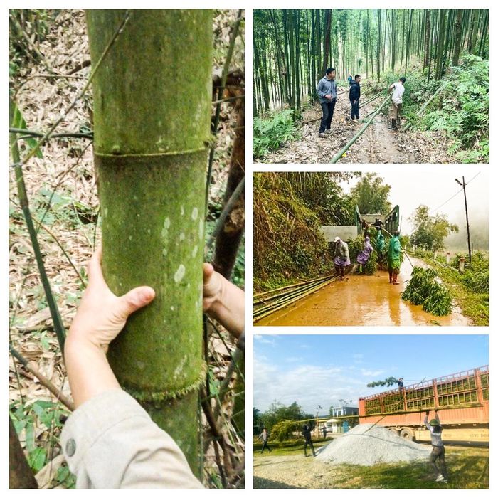  Những người buôn tre, mét làm nêu có thu nhập khá cao trong dịp Tết nhưng cũng rất vất vả. Ảnh: Thanh Phúc 