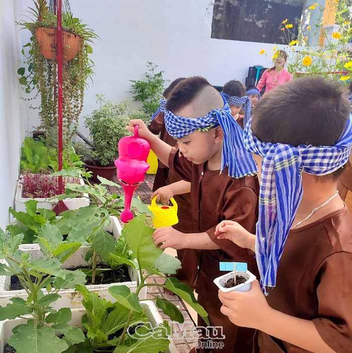 Giáo dục tình yêu thiên nhiên cho trẻ tại Trường Mẫu giáo Bông Hồng (TP Cà Mau).