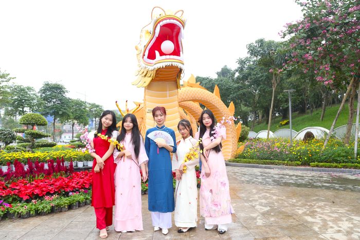 Để dựng linh vật rồng này, các công nhân Công ty cổ phần Công viên cây xanh TP Vinh đã làm việc liên tục từ tối 4/2 đến 2 giờ sáng ngày 5/2 mới hoàn thành, bao gồm nhiều công đoạn vận chuyển, dựng hình, lắp đèn trang trí,…