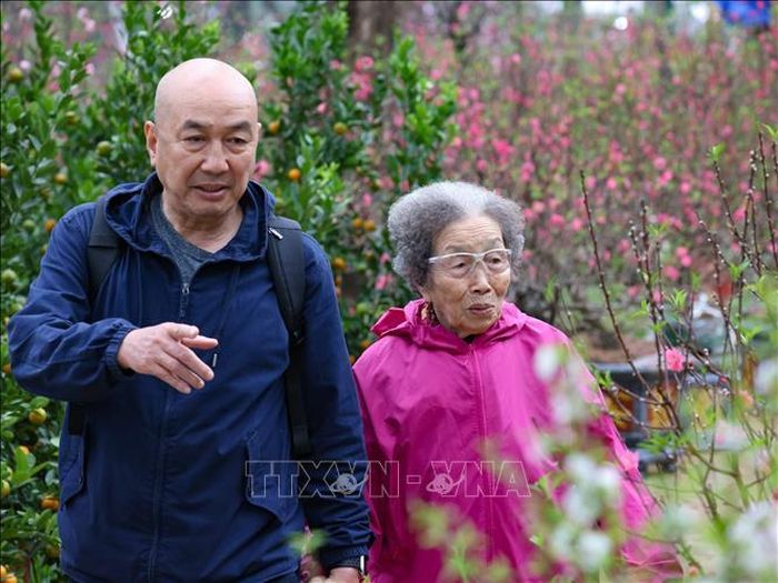 Thú vui đi chợ hoa ngày Tết của người dân Thủ đô. Ảnh: Thanh Tùng/TTXVN